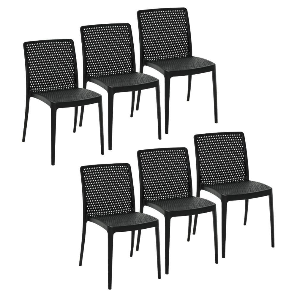 Conjunto 6 Cadeiras Isabelle em Polipropileno e Fibra de Vidro Preto Tramontina