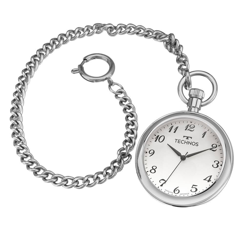 Relógio de Bolso Technos Ref: 2035neg/1b Classic Heritage Prateado