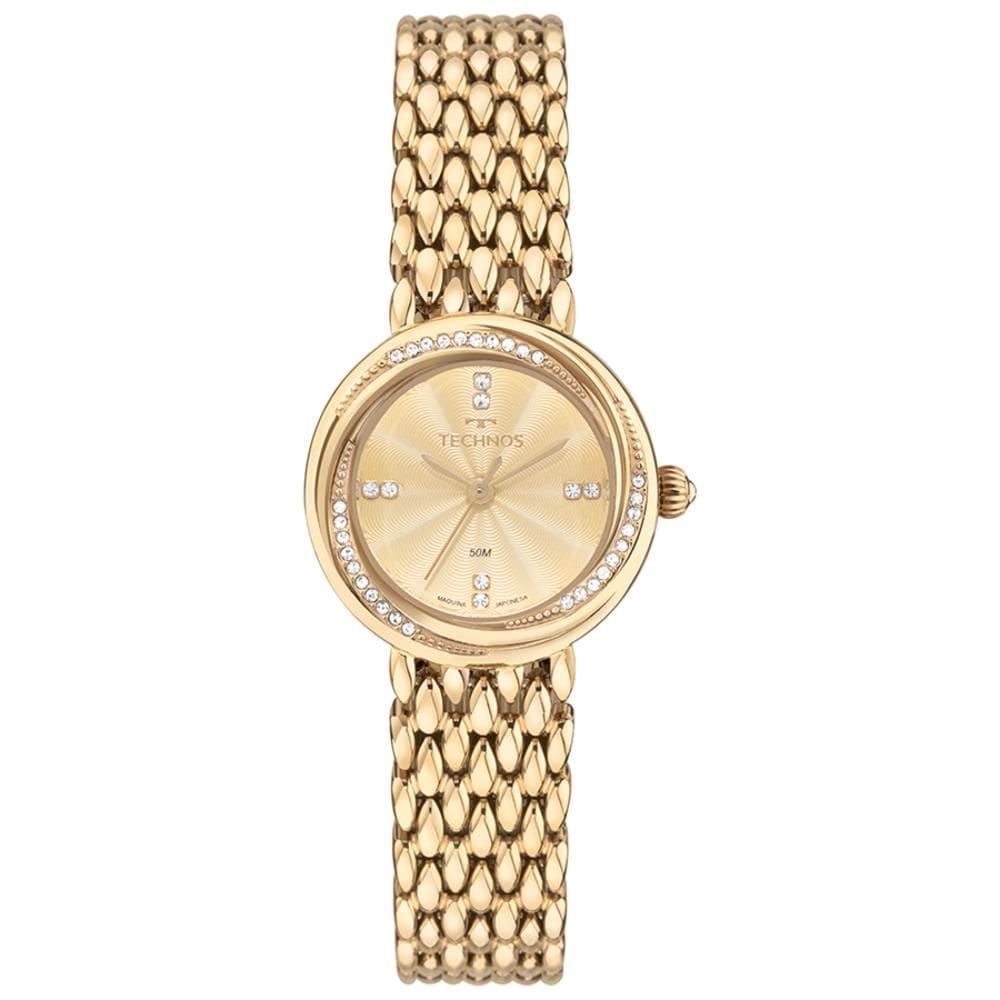 Relógio Technos Feminino Ref: 2035nbl/1d Bracelete Dourado