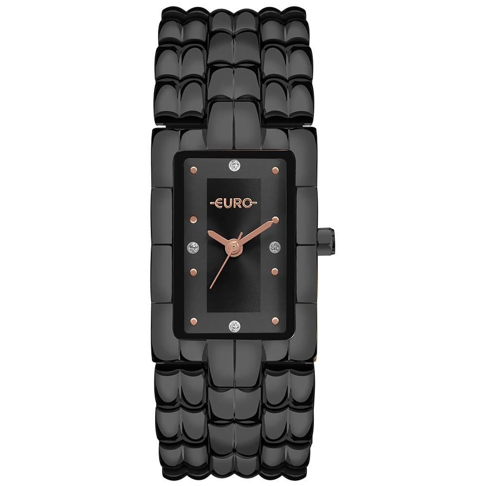 Relógio Euro Feminino Ref: Eu2035yza/4p Clássico Retangular Black