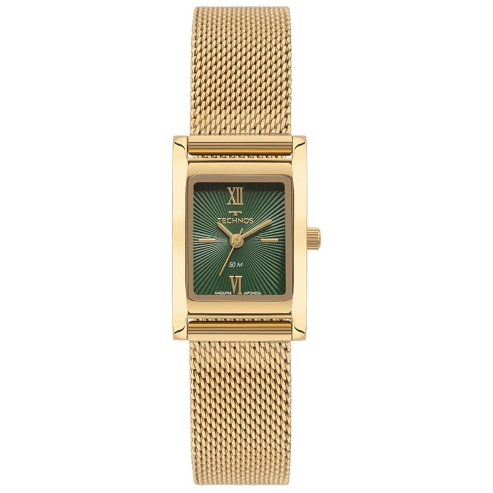 Relógio Technos Feminino Ref: 2035nde/1v Elegance Mesh Retangular Dourado