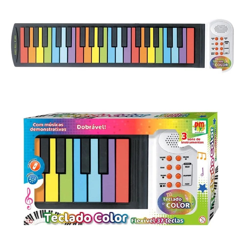 Teclado Color Flexível 37 Teclas - Dm Toys