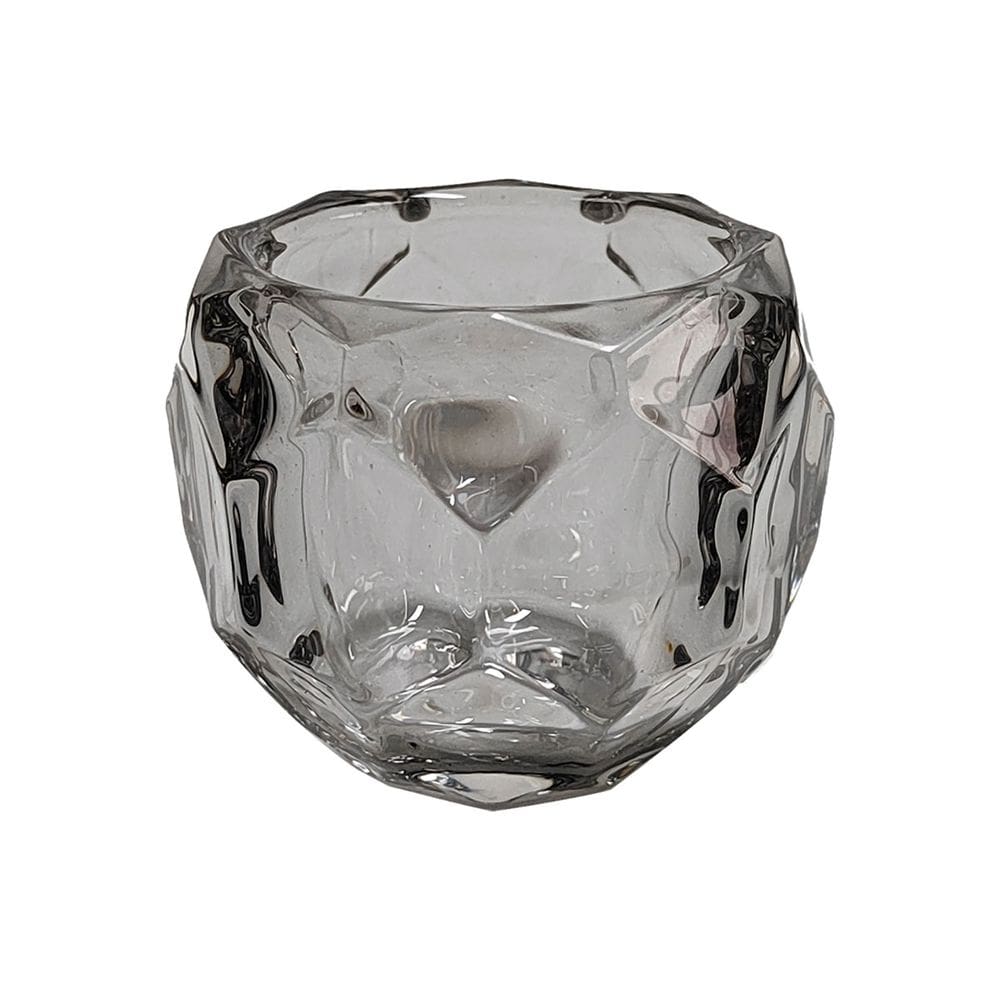 Castiçal Porta-Vela Decorativo em Vidro Fumê 8x6cm BH0338 BTC