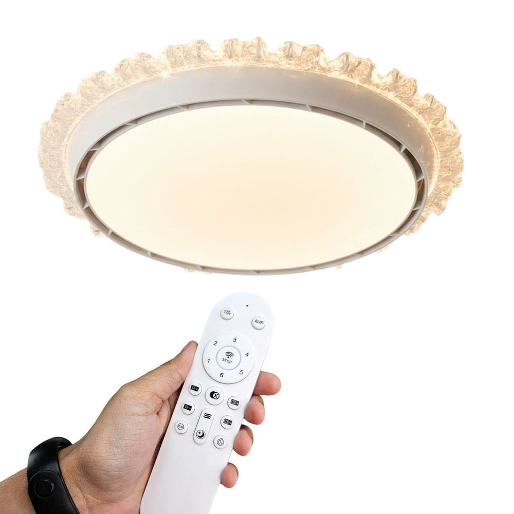 Ventilador Luminaria Sem Helice Cristal Controle Remoto 6 Niveis Silencioso 3 Cores Sala Quarto Cozinha Casa Decoraçao
