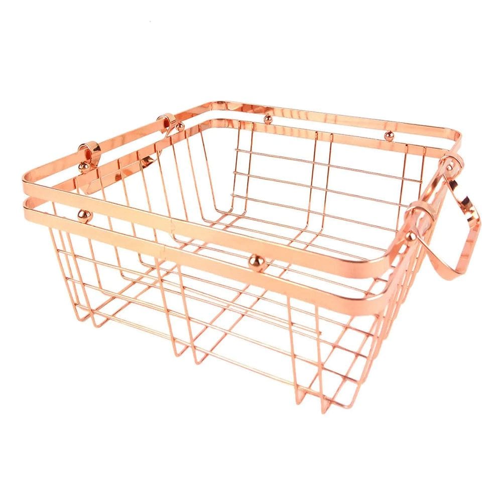 Cesta Decorativa em Metal Cobre Rose Gold com Alças 25,5cm ZL0052 BTC