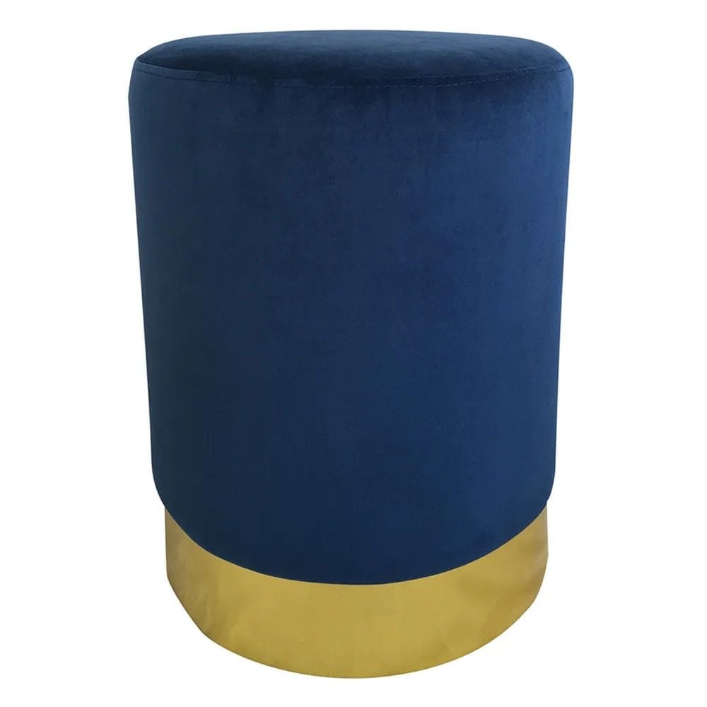 Banqueta em Veludo Azul Base em Metal Dourado 45cm NK0006 BTC