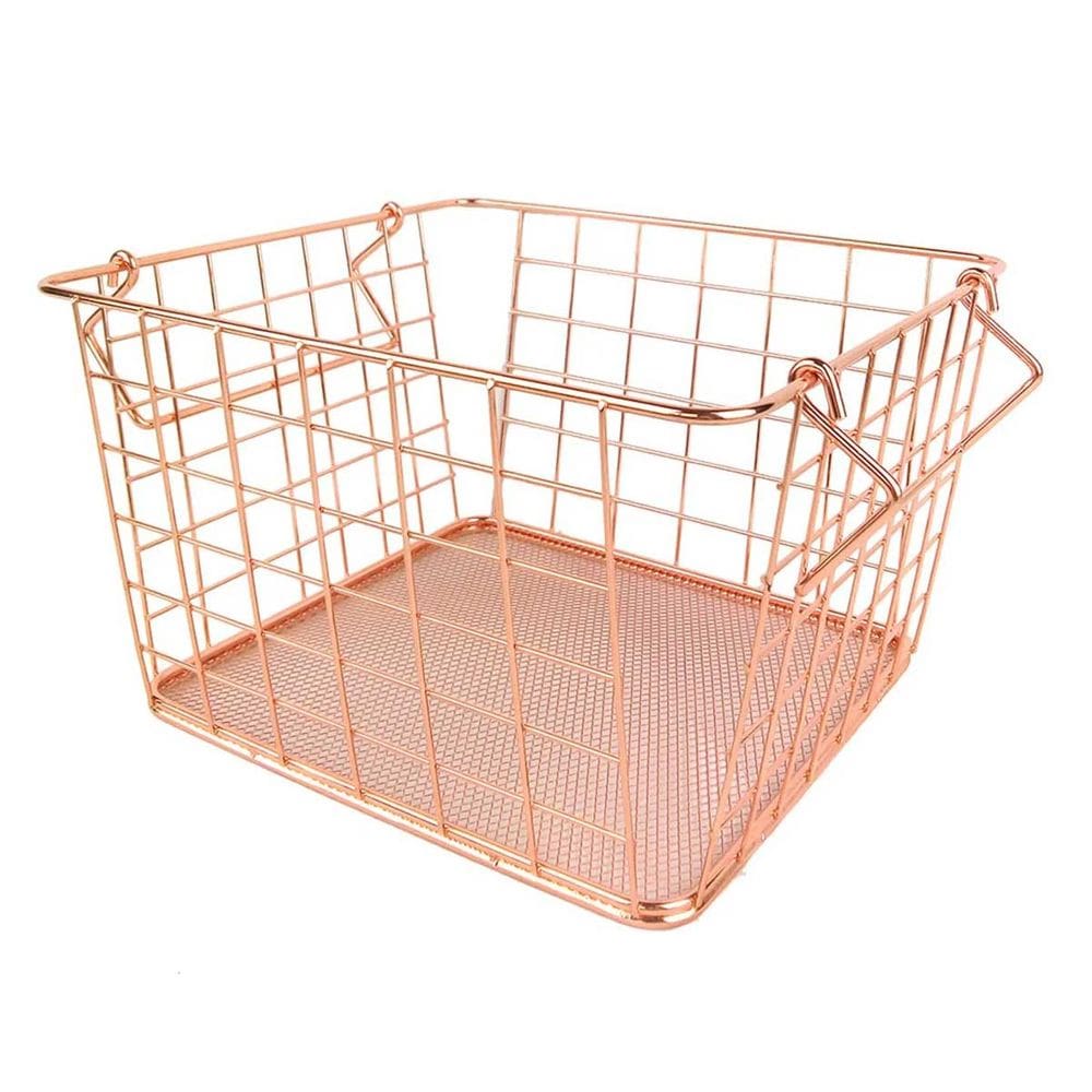 Cesta Decorativa em Metal Cobre Rose Gold com Alças 25cm ZL0059 BTC
