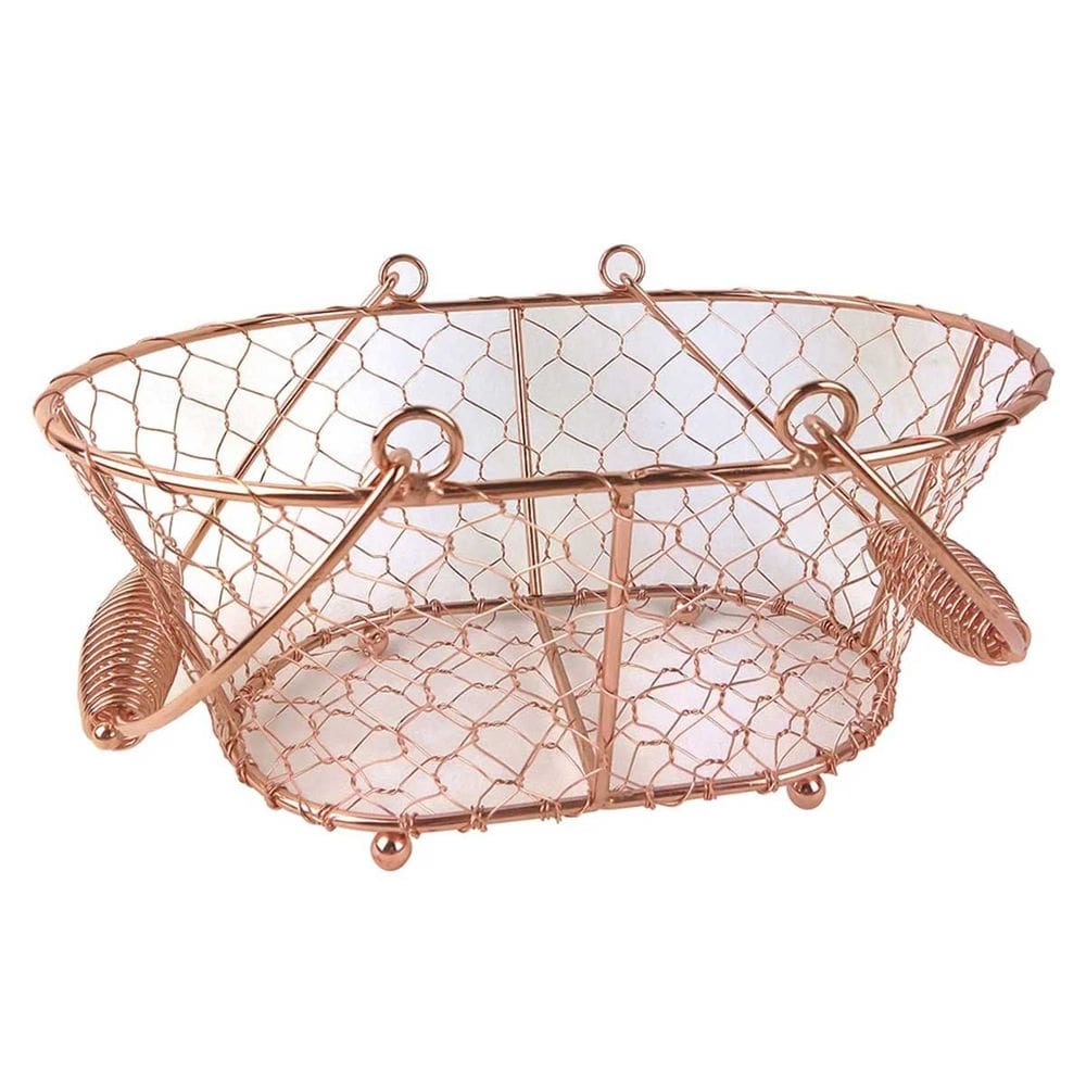 Cesta Decorativa em Metal Cobre Rose Gold com Alças 29cm ZL0009 BTC