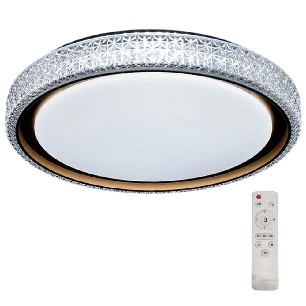 Luminaria Plafon 3 Tons LED Cristal Controle Remoto Iluminaçao Quarto Sala Recepçao Moderno Luxo Residencial Comercial