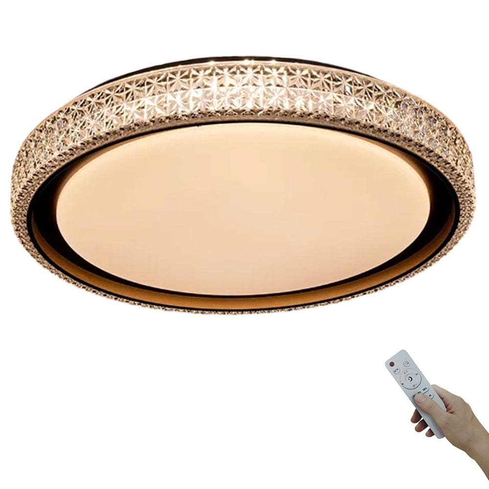 Luminaria Plafon Led 3 Tons Cristal Luxo Controle Remoto Sala Quarto Escritorio Recepçao Residencial Comercial Moderno