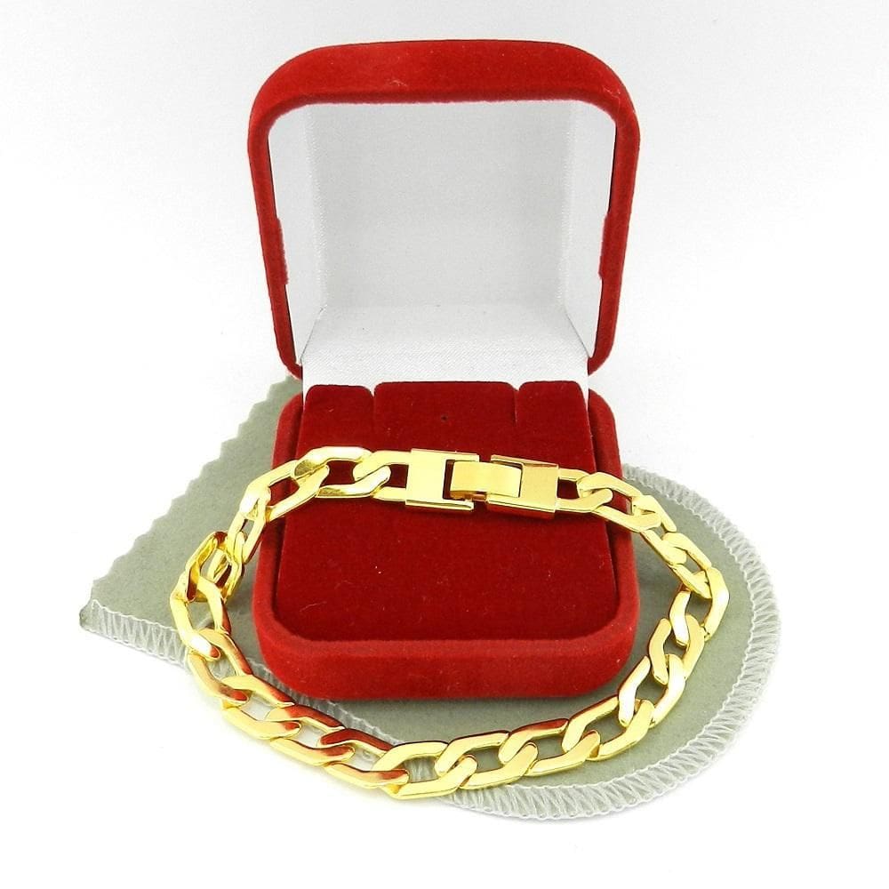 Pulseira Masculina 20Cm 8Mm Largura Folheada Ouro Pl258