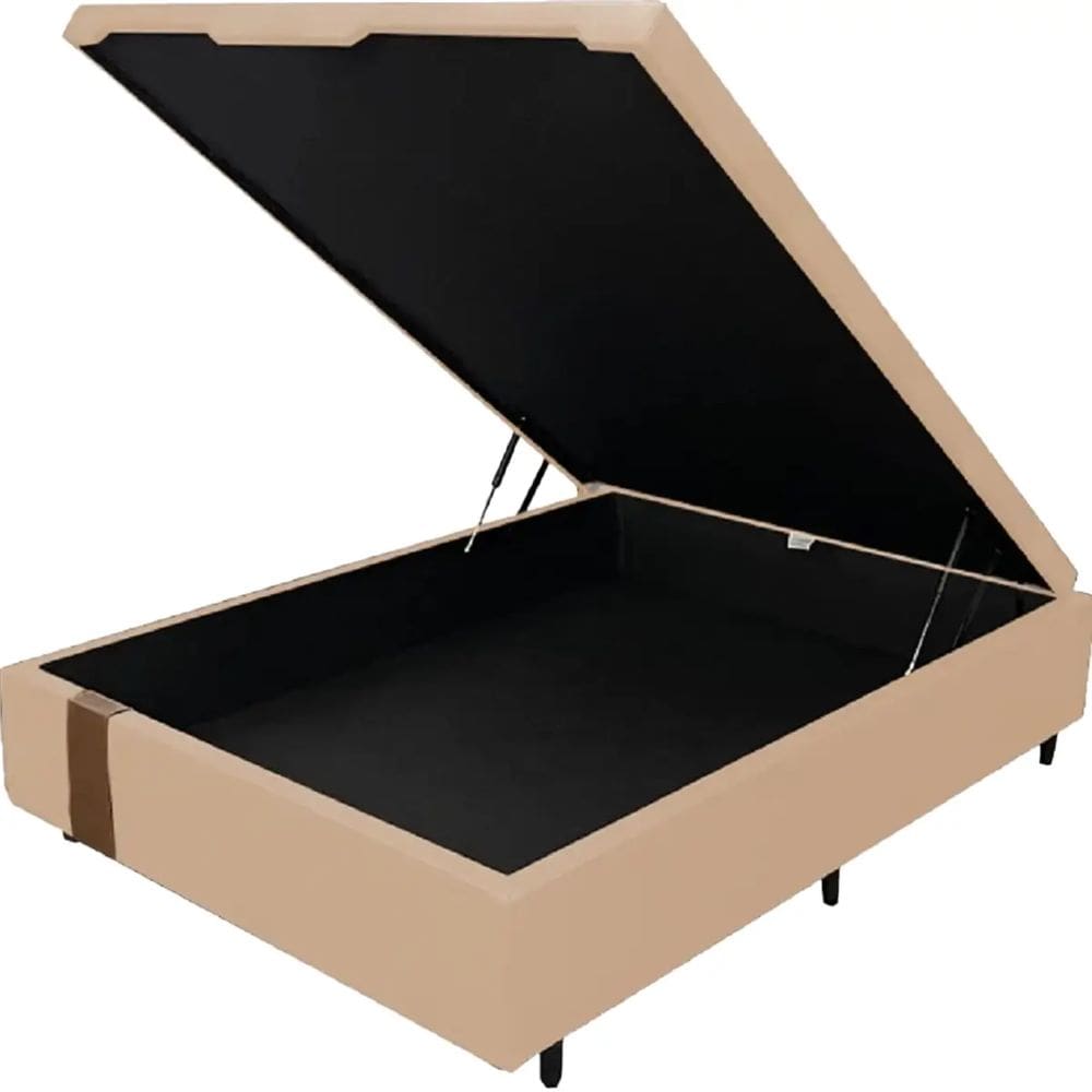 Base Box Baú Kwid Casal em Linho 36x138x188 Dream House Cor Bege