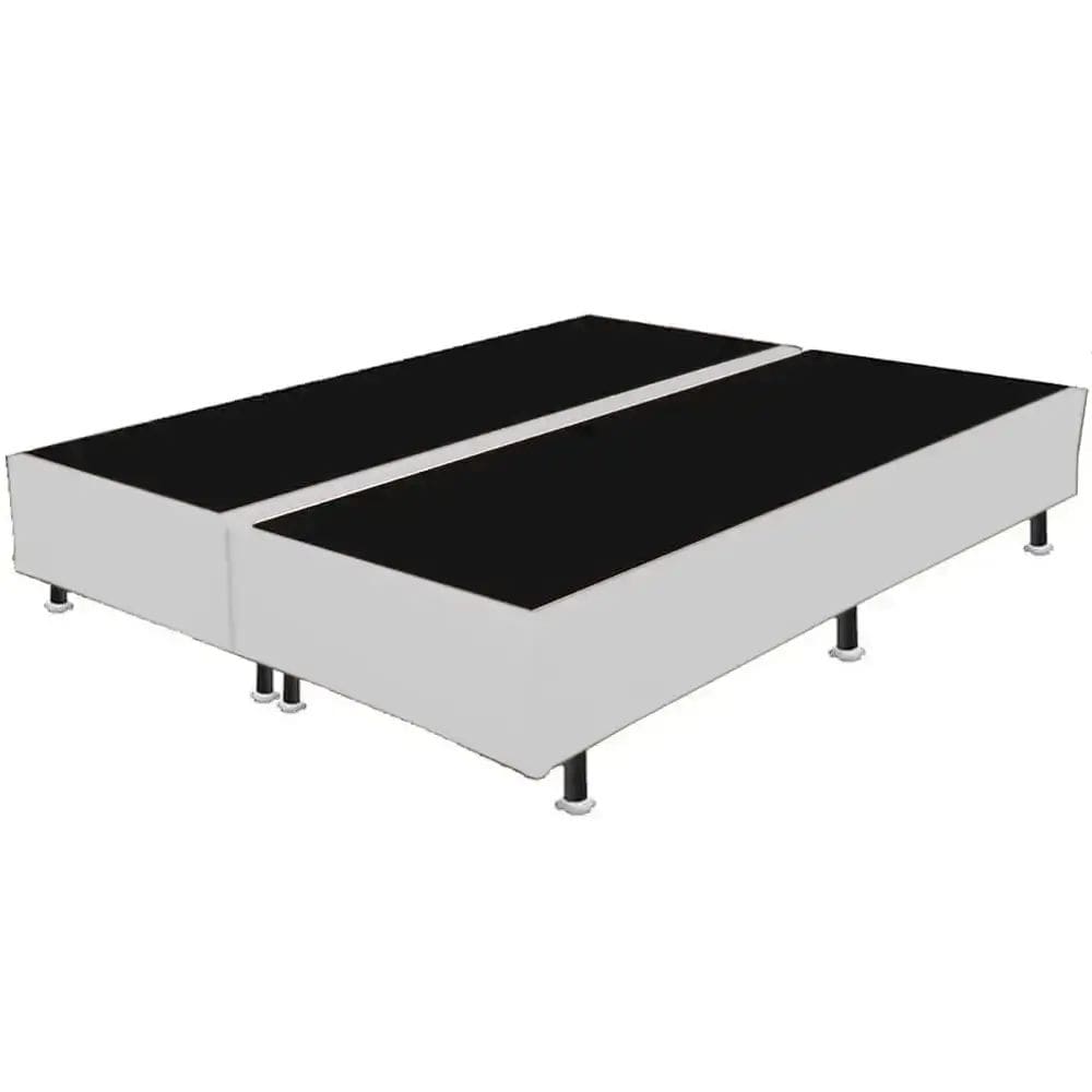 Base Box Bipartida King em Corino Universal 37x203x193 Cor Branco