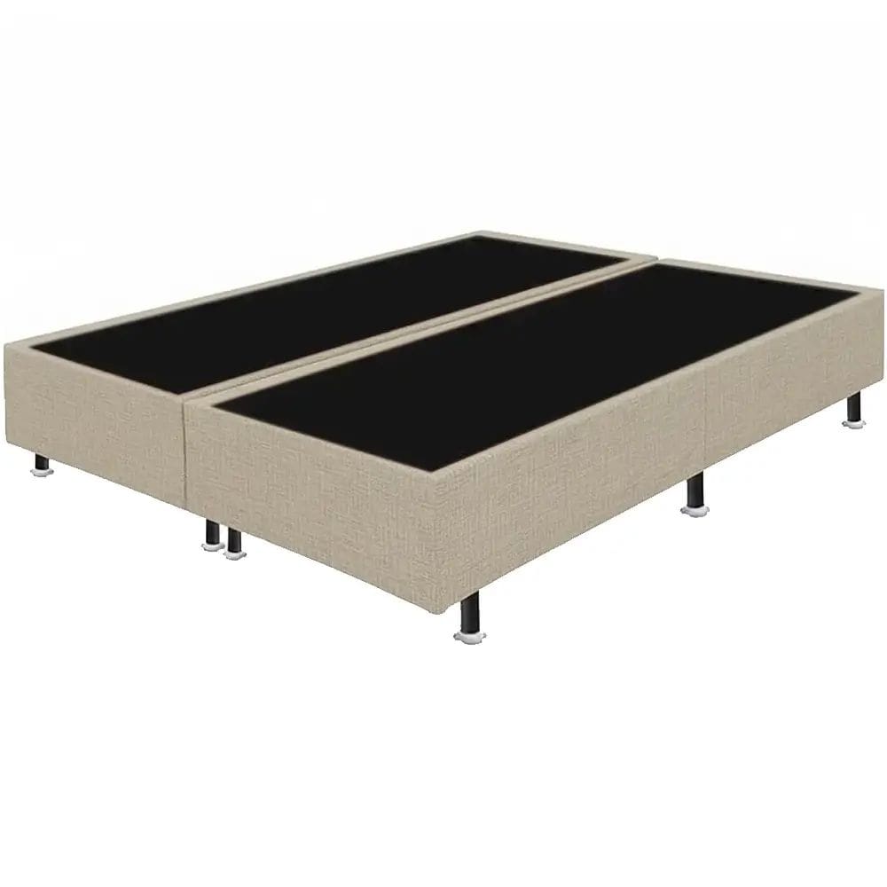 Base Box Bipartida King em Linho Universal 37x203x193 Cor Bege