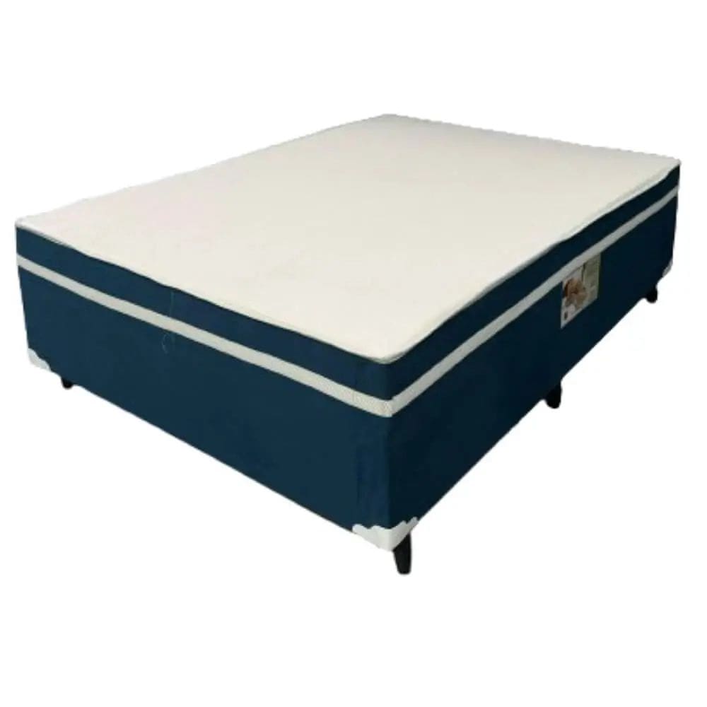 Cama Box Alto Nivel Casal com Molas Ensacadas 138x188x60cm Cor Azul