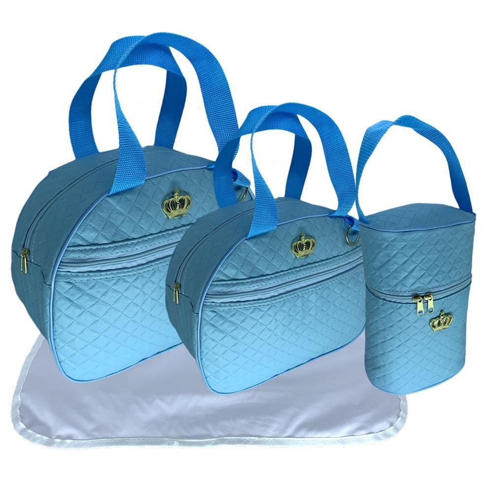 Kit Bolsa Saida Maternidade Mala Do Bebe Com Trocado Azul