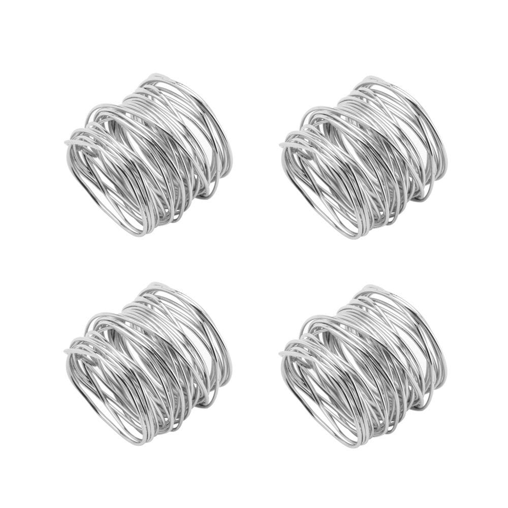 Cj 4 Anéis/Argolas de Aço Niquelado P/Guardanapos Espiral Prata Lyor
