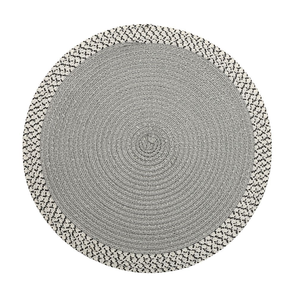 Lugar Americano de Poliester Redondo Branco e Preto 38cm Royal Decor