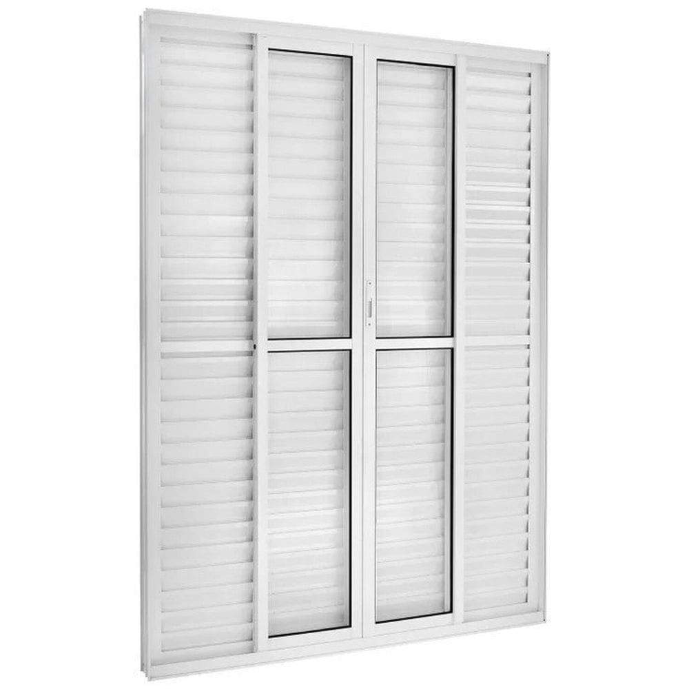 Porta Balcão de Aluminio 210x120cm 6 Folhas com Veneziana Topsul Branco