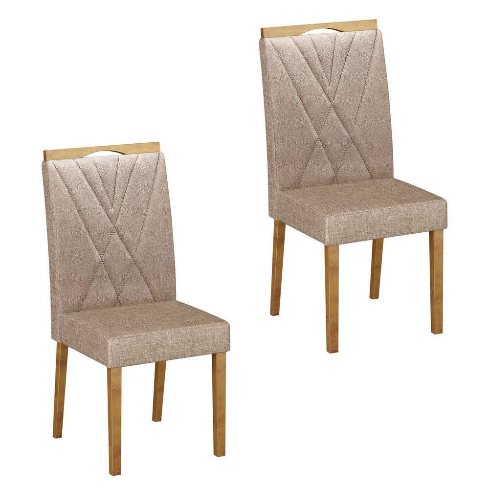Conjunto 2 Cadeiras para Sala de Jantar Lara Cinamomo/Bege