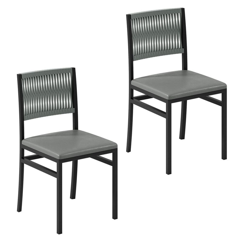 Conjunto 2 Cadeiras para Sala de Jantar Barcelona Prata/Preto