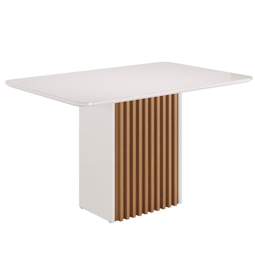 Mesa para Sala de Jantar Piccola 80,5cm X 90 Vidro Cris Mel/Off White