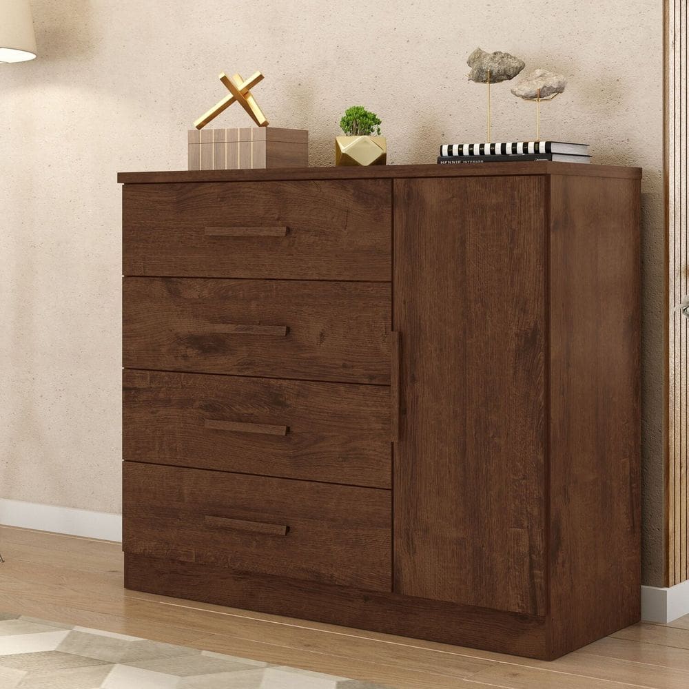 Cômoda Sapateira 1 Porta 4 Gavetas Genova Plus Jacarandá