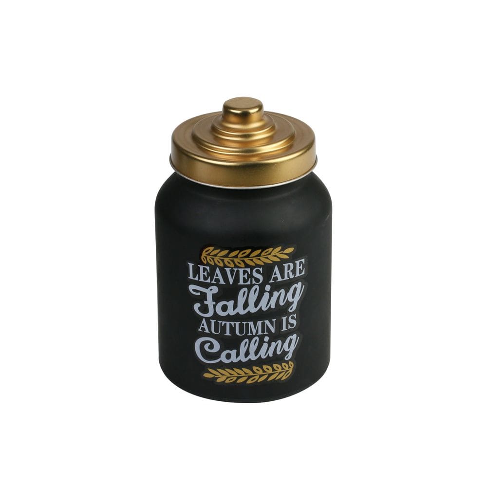 Pote Porta Mantimentos de Vidro Preto Fosco Decorativo C/Tampa de Metal Dourado 1 Litro Royal Decor