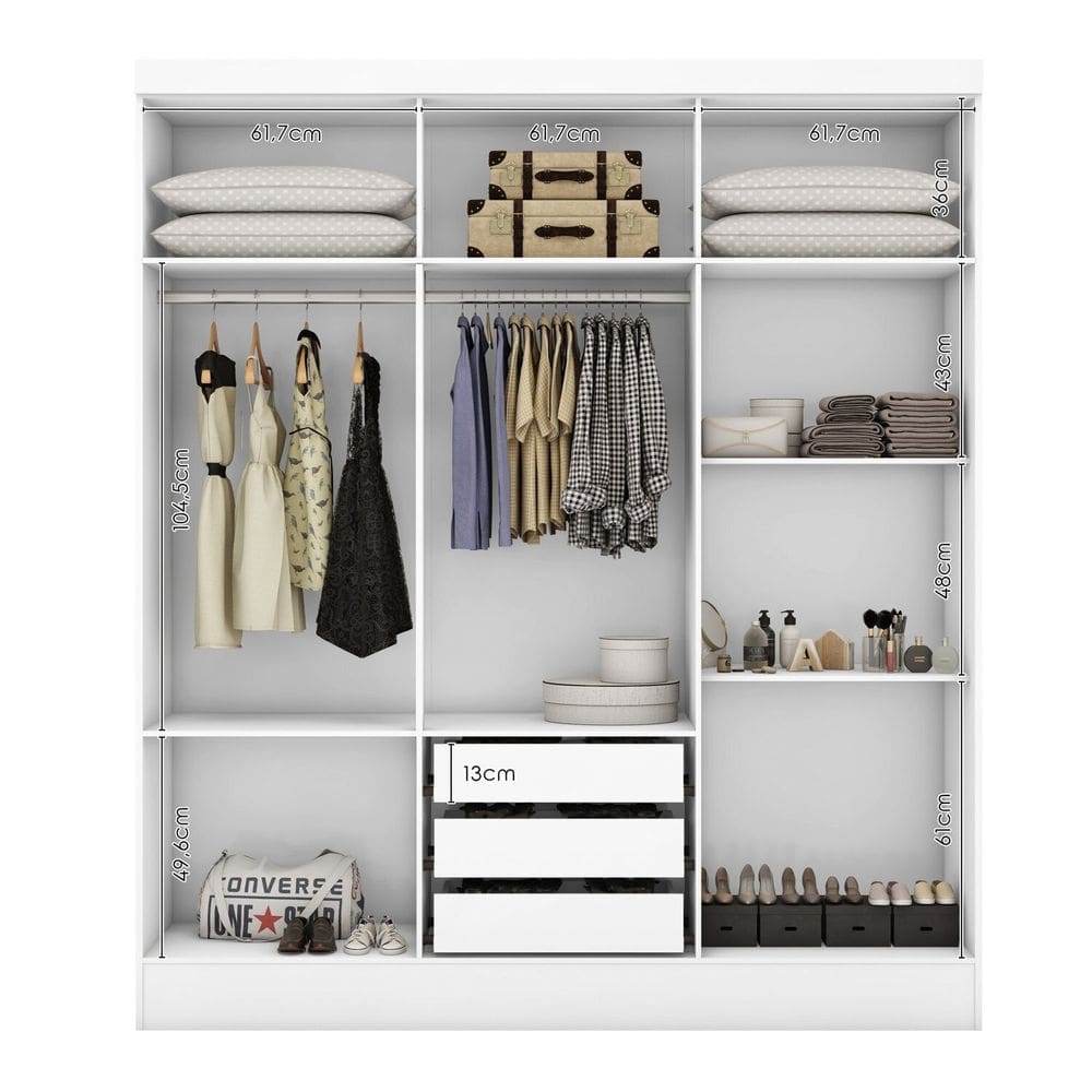 Guarda-roupa 6 Portas 3 Gavetas com Espelho Lisboa Espresso