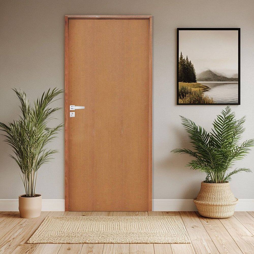 Porta Lisa Padrão Batente Ecológico 1 Fechadura 803/09 Inox 82 X 210cm Lado Direito Rodam