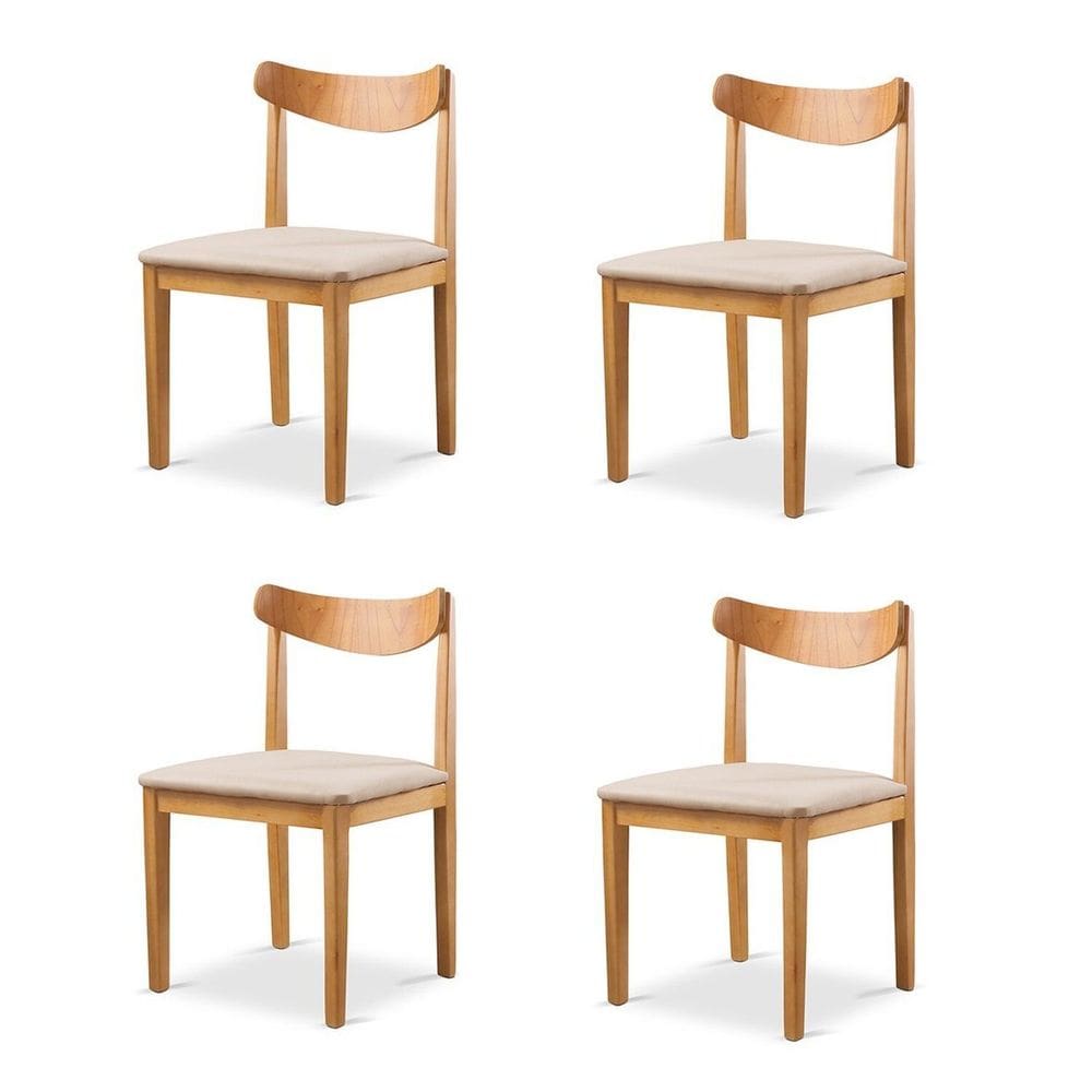 Kit 4 Cadeiras Sala de Jantar Aurora Bege/Marrom