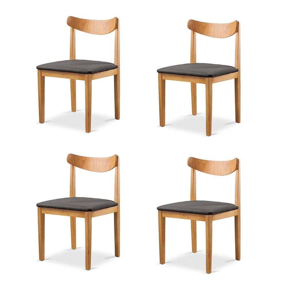 Kit 4 Cadeiras Sala de Jantar Aurora Preto/Marrom