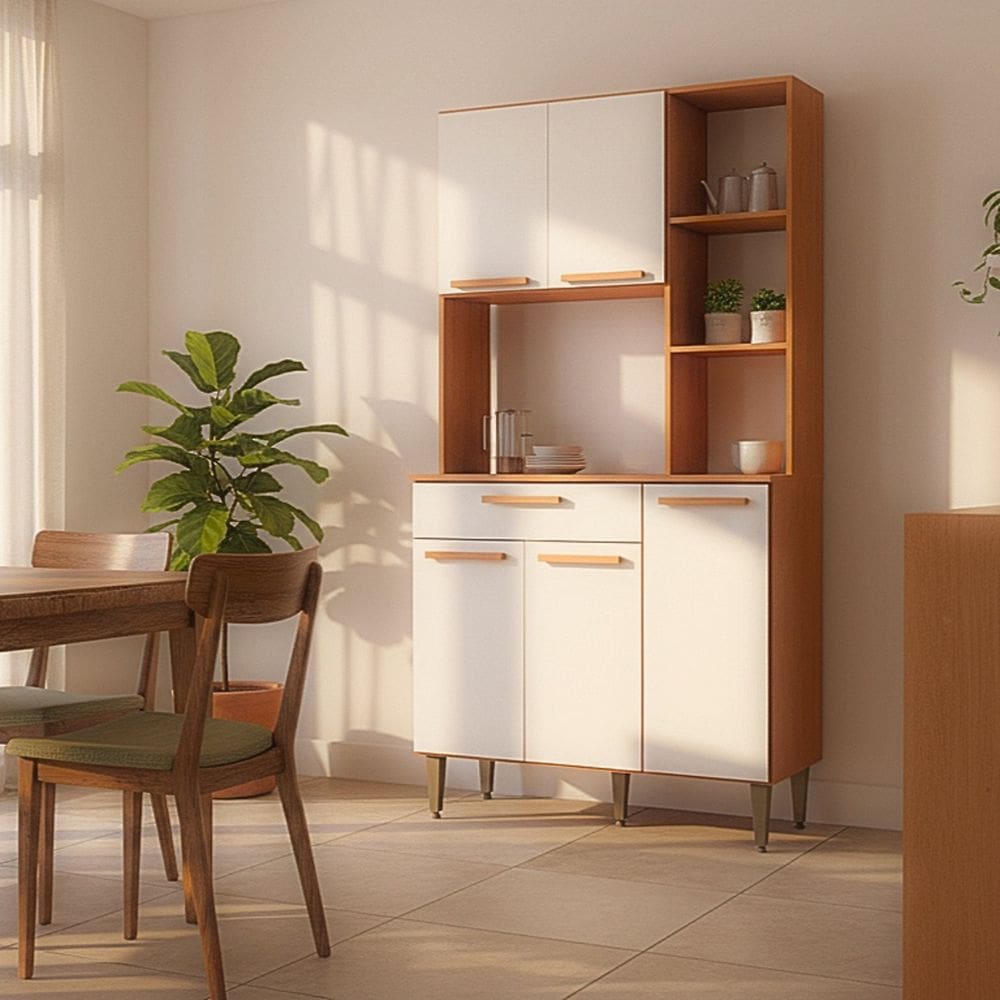 Armário de Cozinha 5 Portas 1 Gaveta Carol Freijó/ Off-White