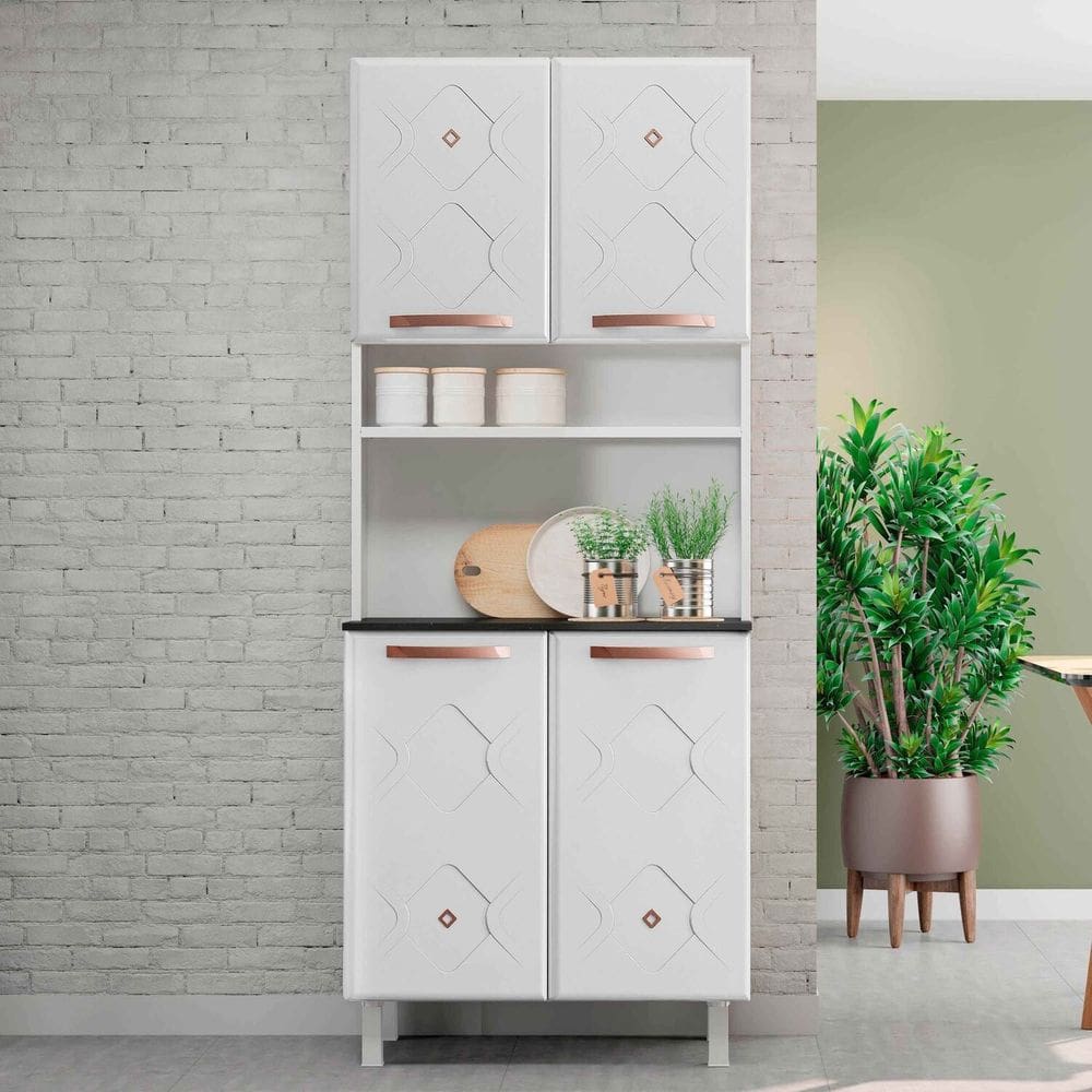 Armário Paneleiro Duplo de Aço 4 Portas Mirage Branco