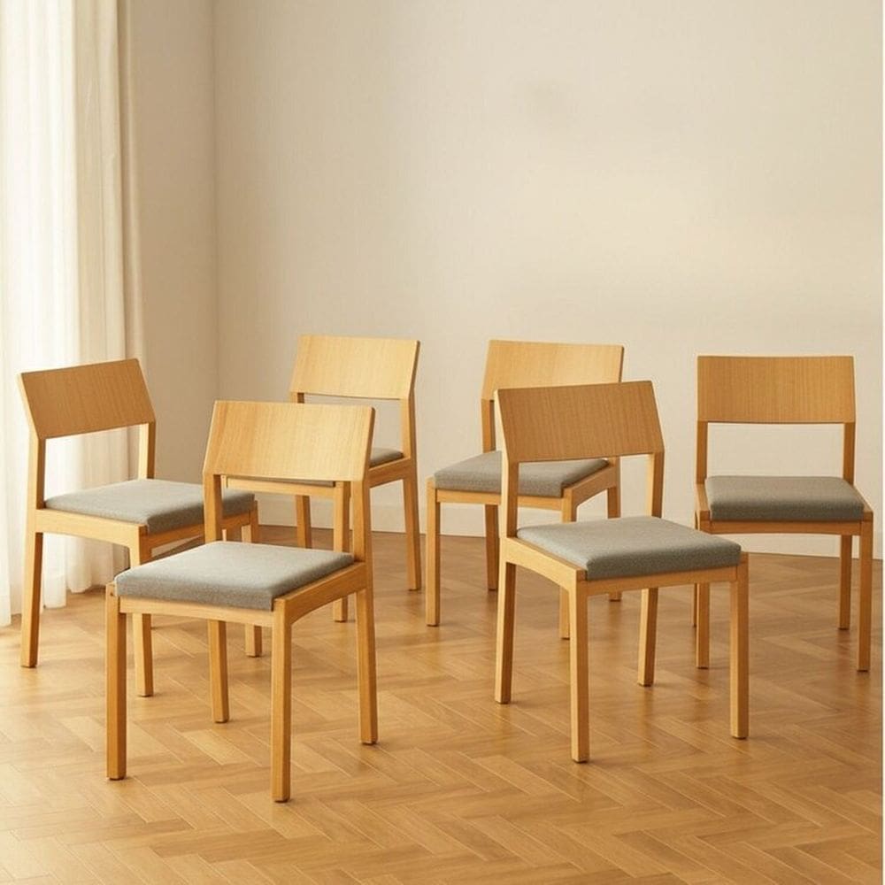 Kit 6 Cadeiras para Sala de Jantar Madeira Maciça Less Amendoa