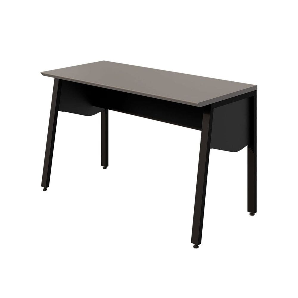 Escrivaninha Escritório Industrial 120cm com Tampo Chanfrado e Pés Metal Industrial Executive Cinza Sagrado / Preto