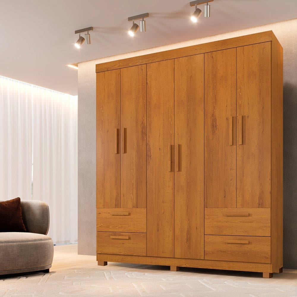 Guarda-roupa Casal 6 Portas 4 Gavetas 100% Mdf Flórida Espresso Móveis Cinamomo