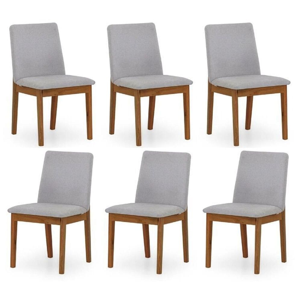 Kit 6 Cadeiras para Sala de Jantar Estofada Madeira Maciça Cecília Off White