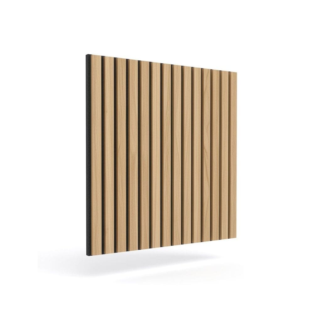 Ripado Acústico de Madeira Mdf Clara com Base de Poliuretano Antiruído Ydècory Marrom Claro