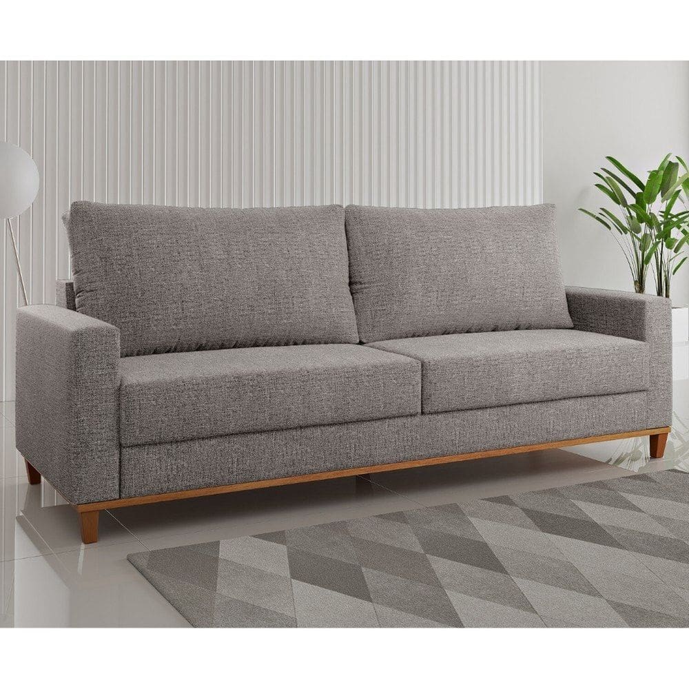 Sofá Fixo Living 2 Almofadas Soltas 4 Lugares 220cm Ares Funghi