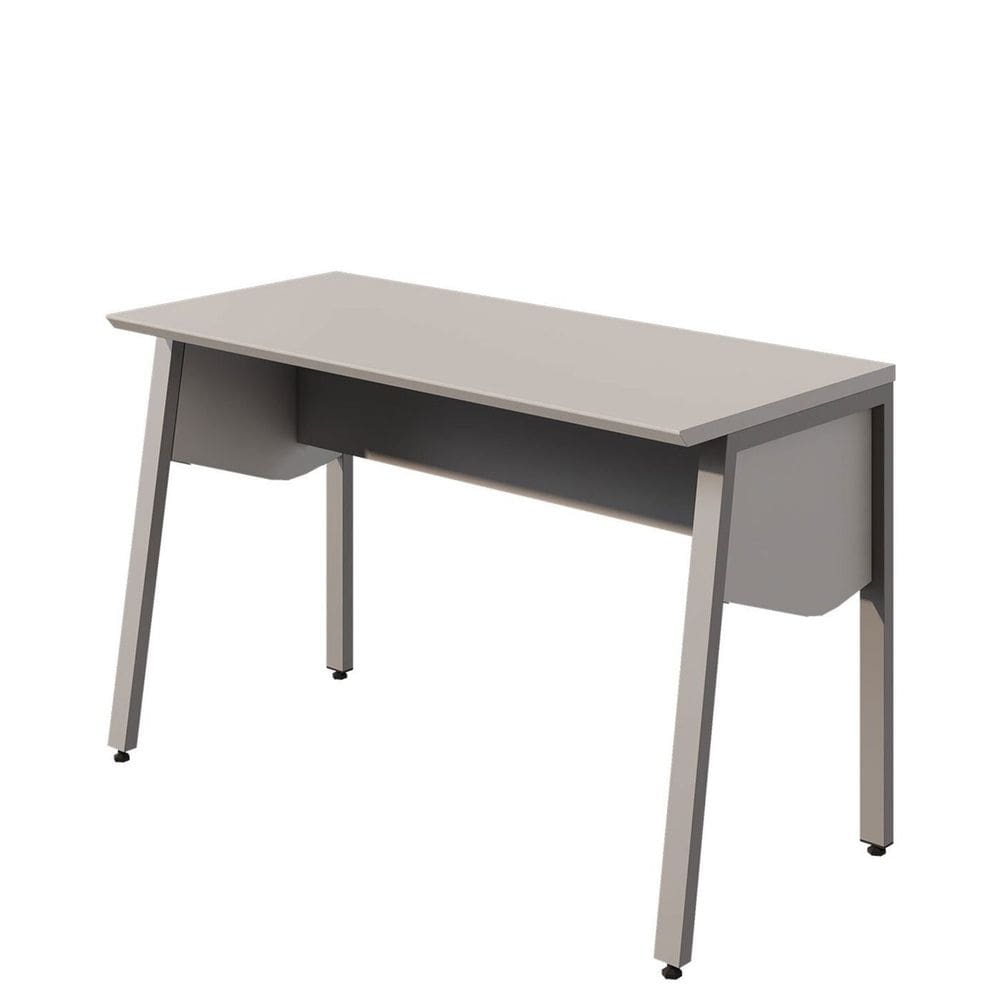 Escrivaninha Escritório 120cm com Tampo Chanfrado e Pés Metal Industrial Executive F5 Office Cinza