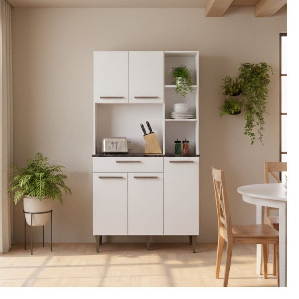 Armário de Cozinha 5 Portas 1 Gaveta Carol Branco