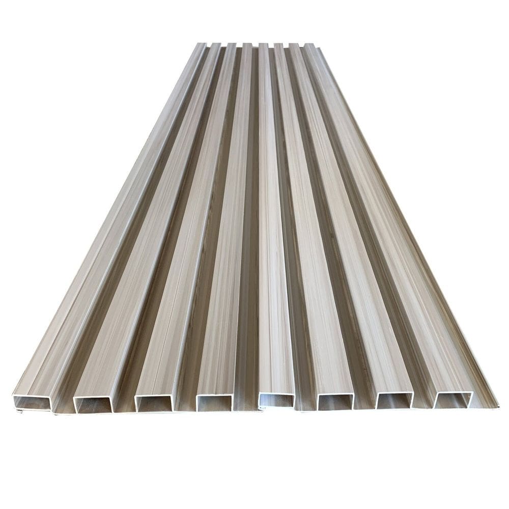 Painel Ripado de Pvc em Placa 100cm X 15m 7 Placas = 1m² com 2 Acabamentos em L de 105m Bariri - caixa com 7 Unidade - Cinza