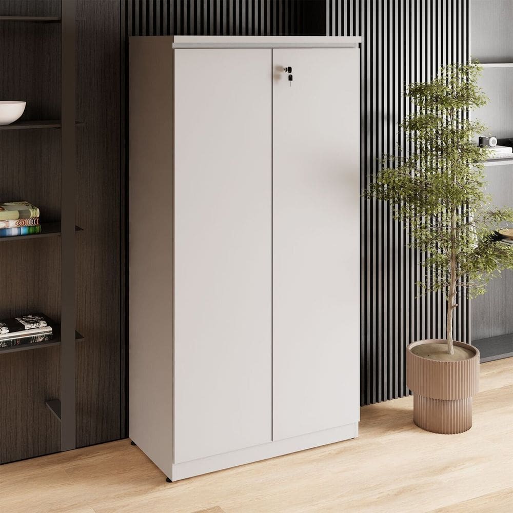 Armário Alto 160cm para Escritório 2 Portas com Chave Corporate F5 Cinza