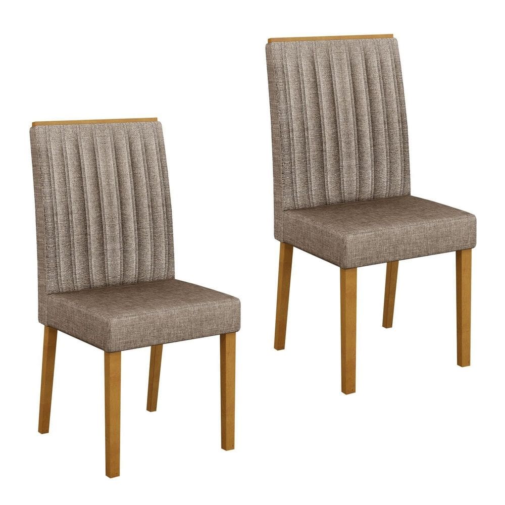 Conjunto 2 Cadeiras para Sala de Jantar Pés em Madeira Maciça Mari Bege