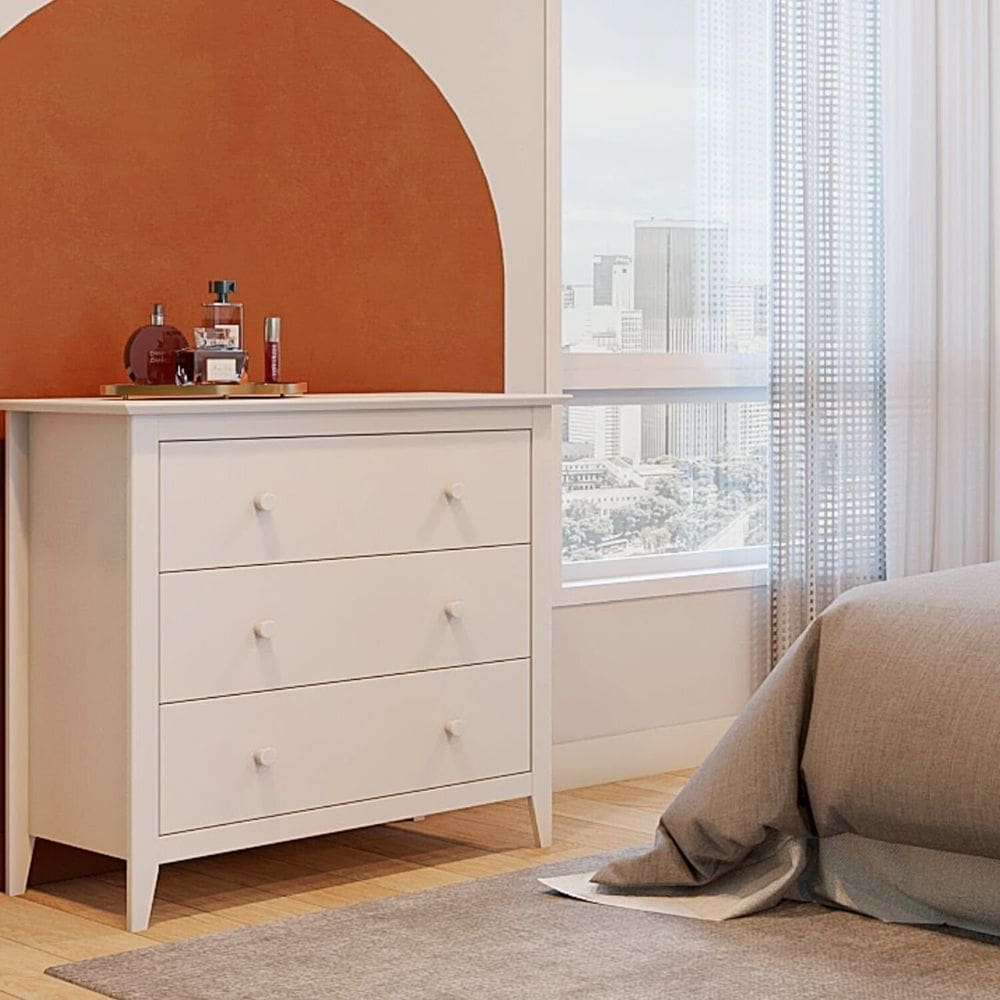 Cômoda 3 Gavetas em Madeira Maciça Nest Branco