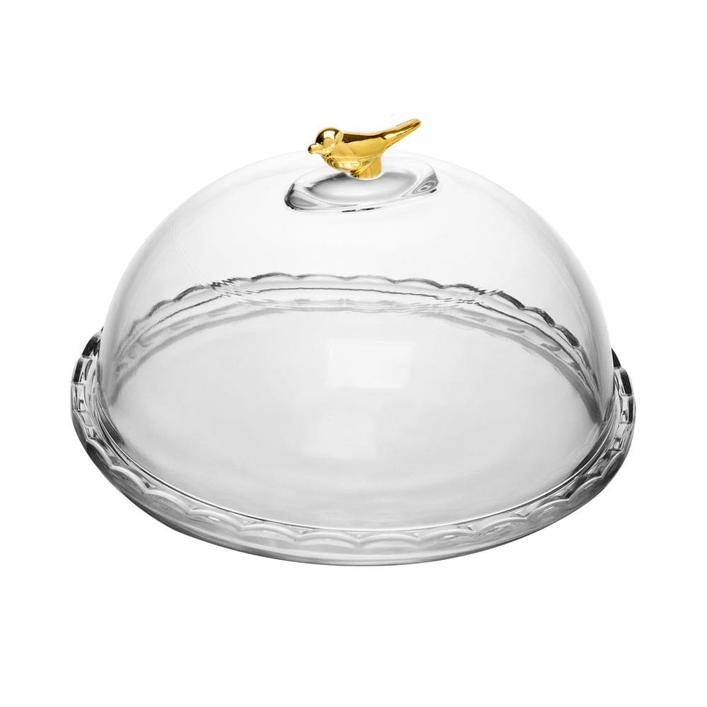 Queijeira de Cristal C/Tampa Golden Bird Transparente 20x12cm Wolff