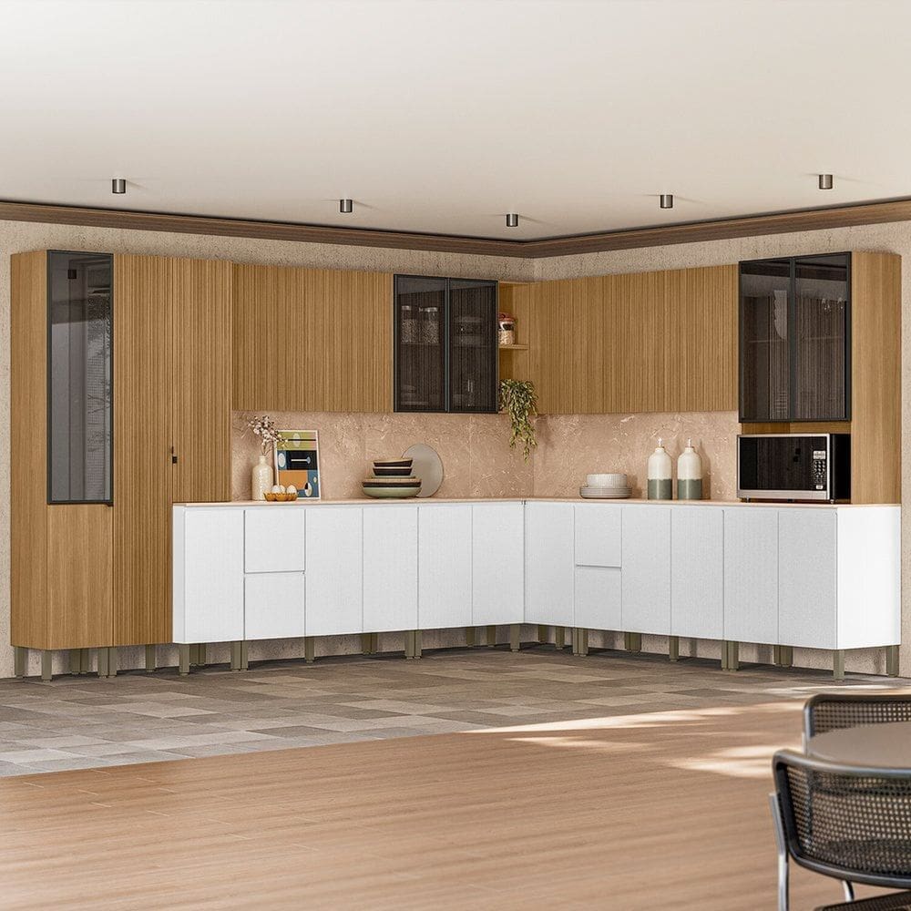 Cozinha Compacta 11 Peças em Mdp Art Ártico / Riscatto Freijó