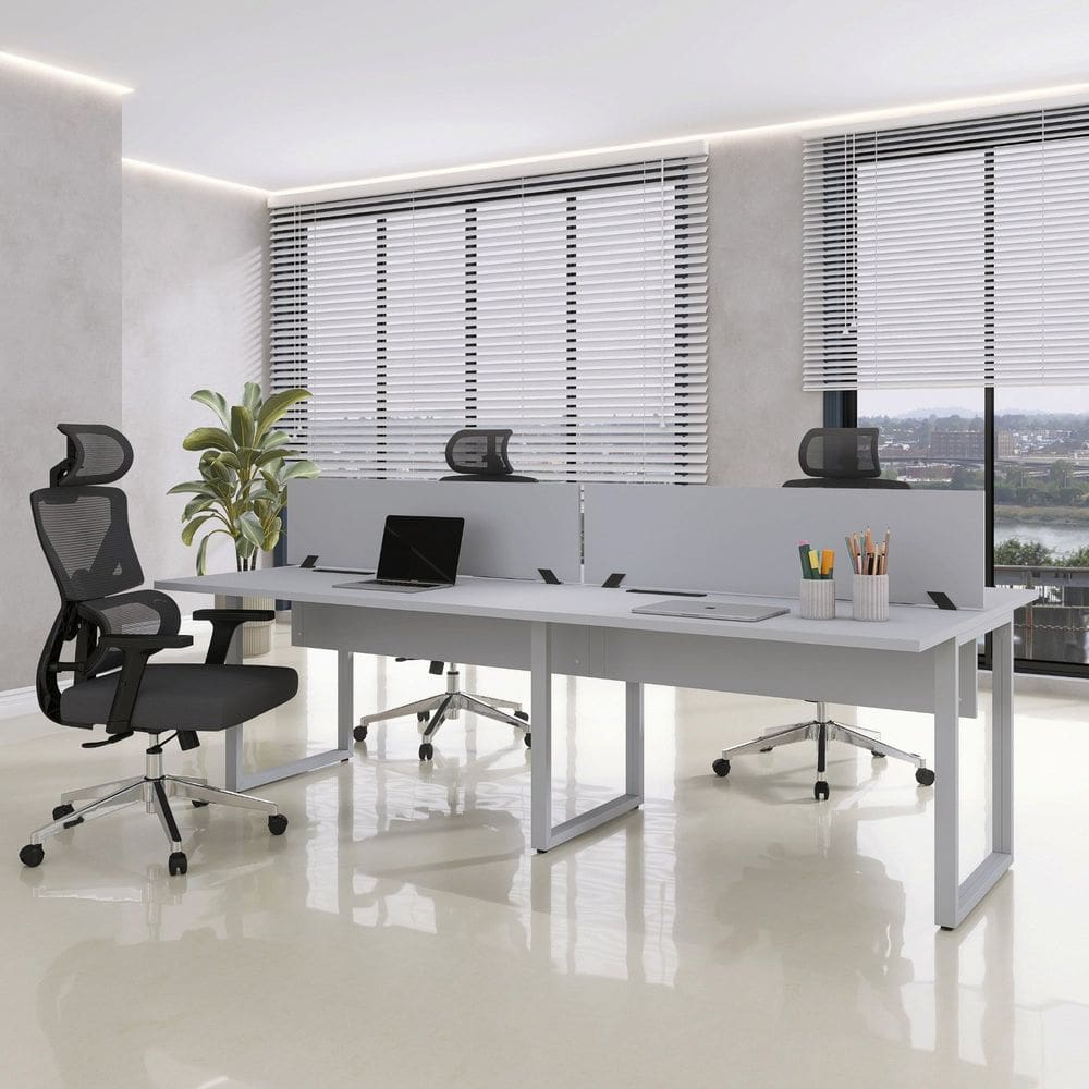 Plataforma Dupla 4p 220x120cm Tub Corporativa Light Cinza