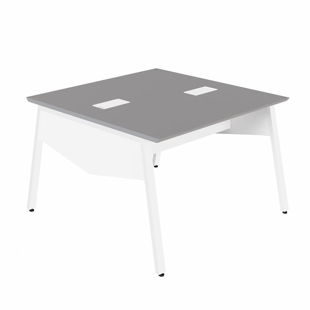 Plataforma de Trabalho para 2 Pessoas 120cm com Caixa de Tomadas Industrial Executive Cinza Sagrado / Branco